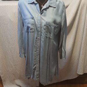 Multiples Light Blue Button-Up Blouse